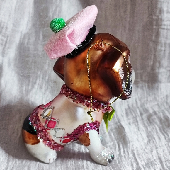 BestPysanky Beagle Puppy Dog Beret Glass Vintage Christmas Ornament - Picture 4 of 6